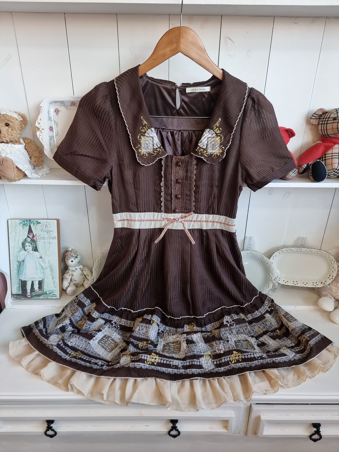 axes femme(엑시즈팜) 초코브라운 레이스 원피스 상품이미지1