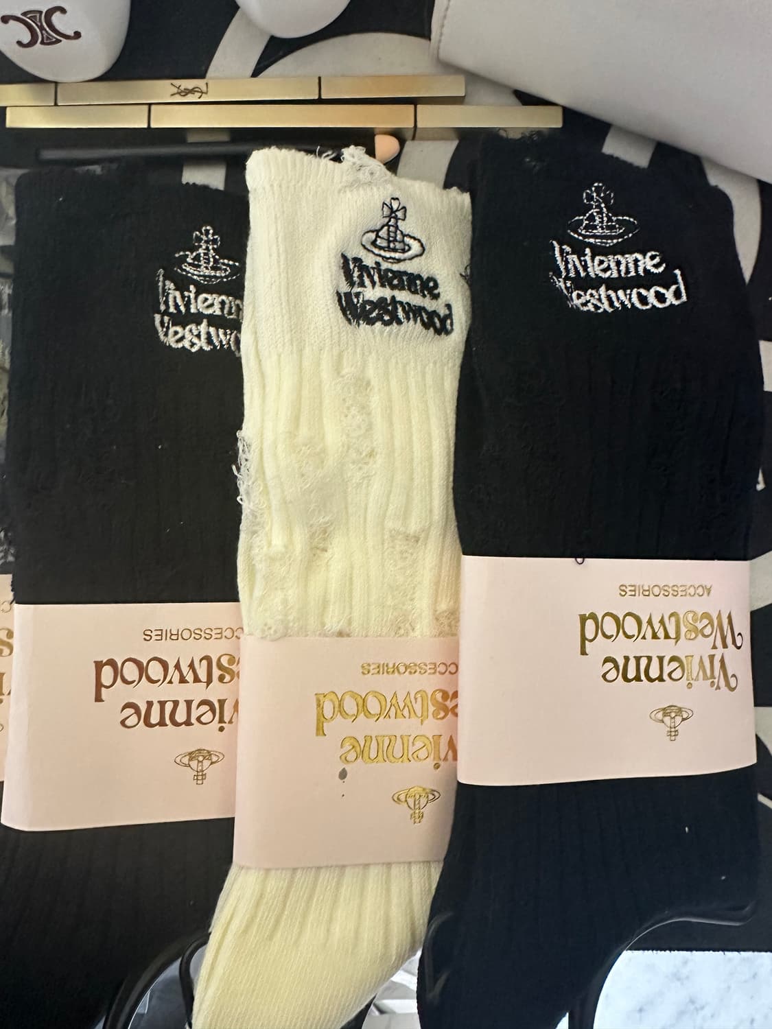 비비안 웨스트우드 삭스 양말 블랙/아이보리 상품이미지3