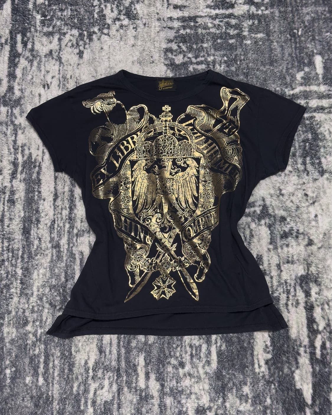 {UNKNOWN} Metal Gold Printed Cropped Tee 상품이미지2