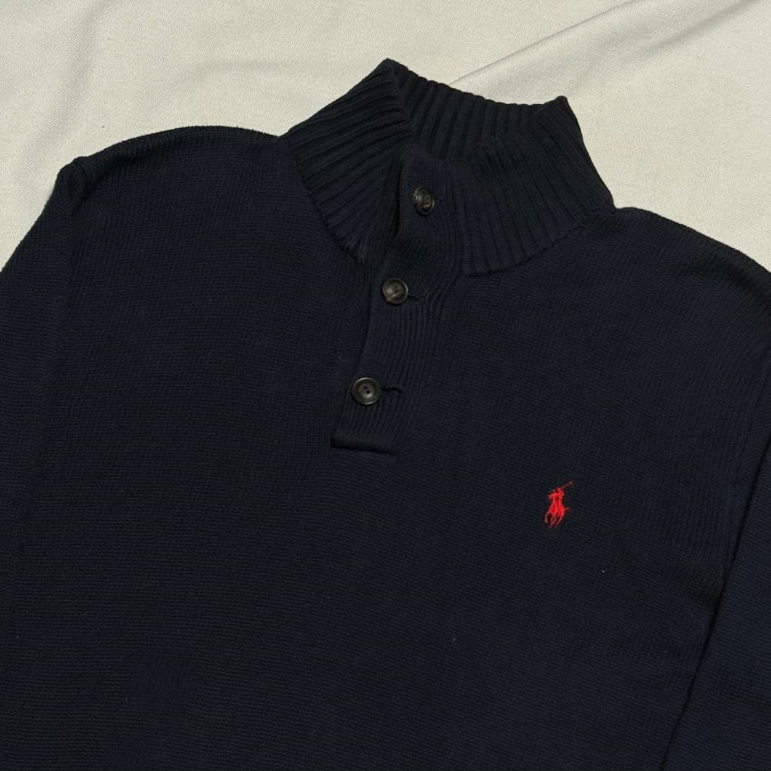 L 폴로랄프로렌 네이비 하프 버튼 니트 스웨터 상품이미지1