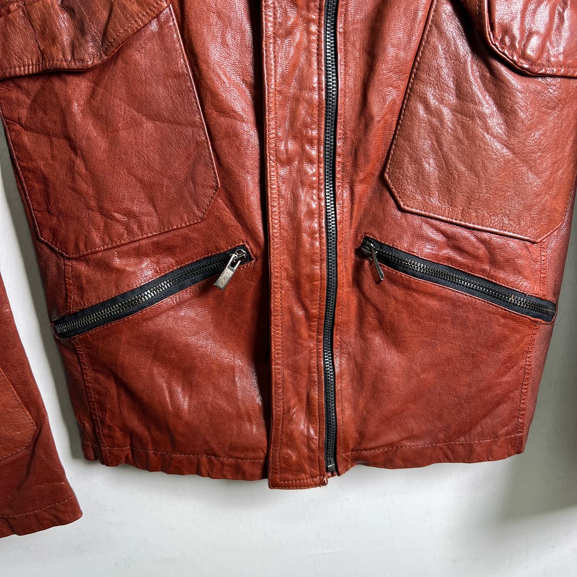 1st avenue 퍼스트 에비뉴 멀티지퍼 고트스킨 가죽 자켓 M 상품이미지5