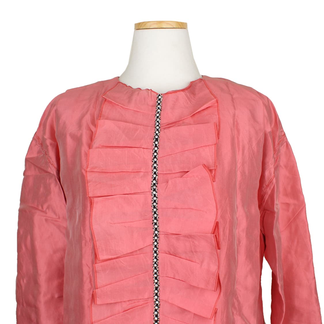 랑방 핑크 프릴 비즈 실크 원피스(38) 상품이미지5