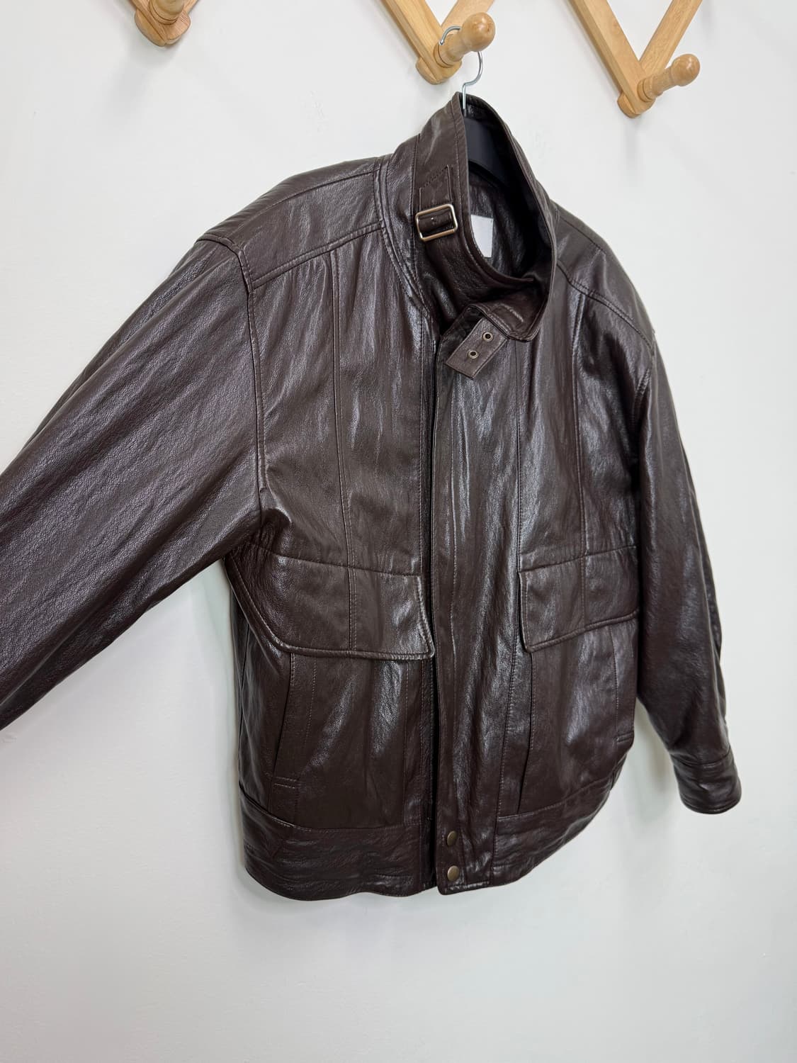 ordes 오데스 빈티지 하이넥 레더 자켓 상품이미지6