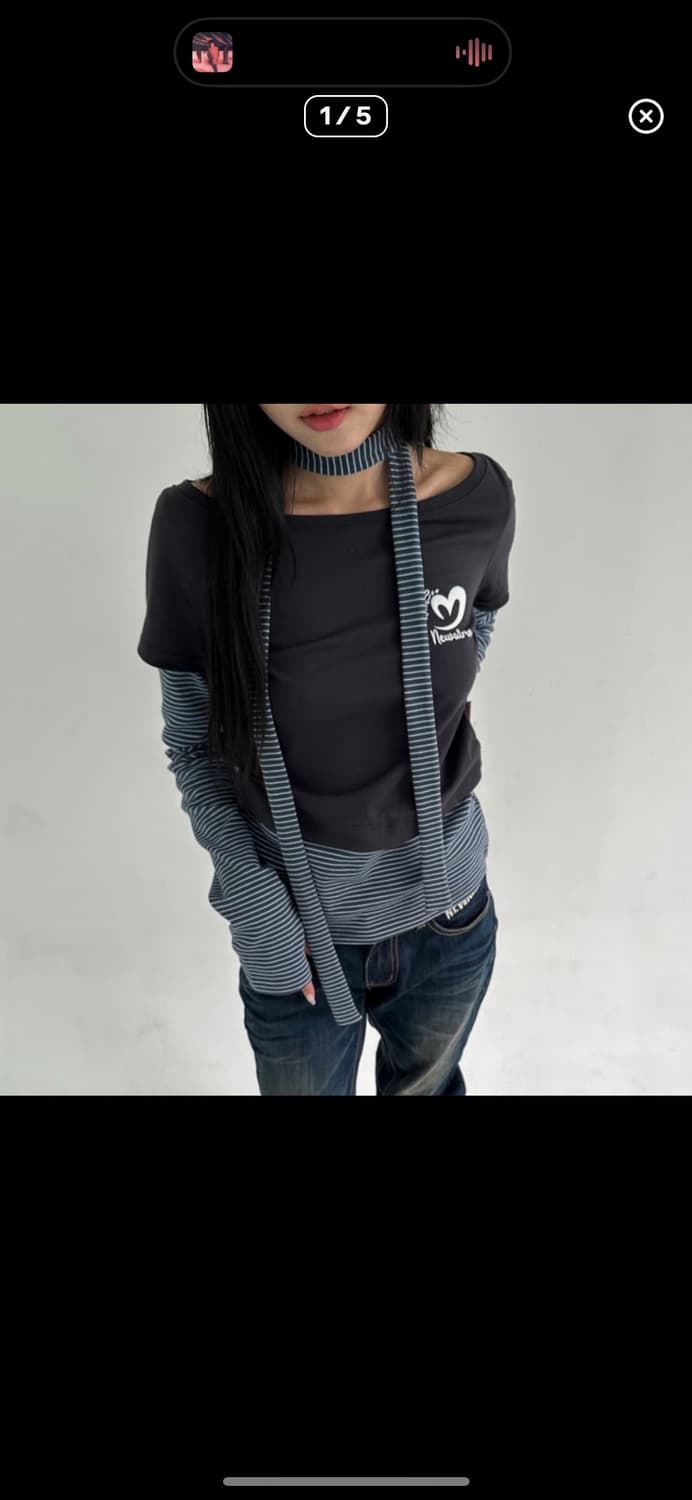 뉴얼린 캣츠러브 프린티드 탑 머플러세트 상품이미지1