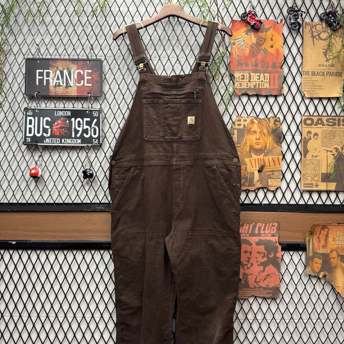 칼하트 오리지널 워크웨어 오버롤 멜빵 더블니 포인트 다크브라운 상품이미지1