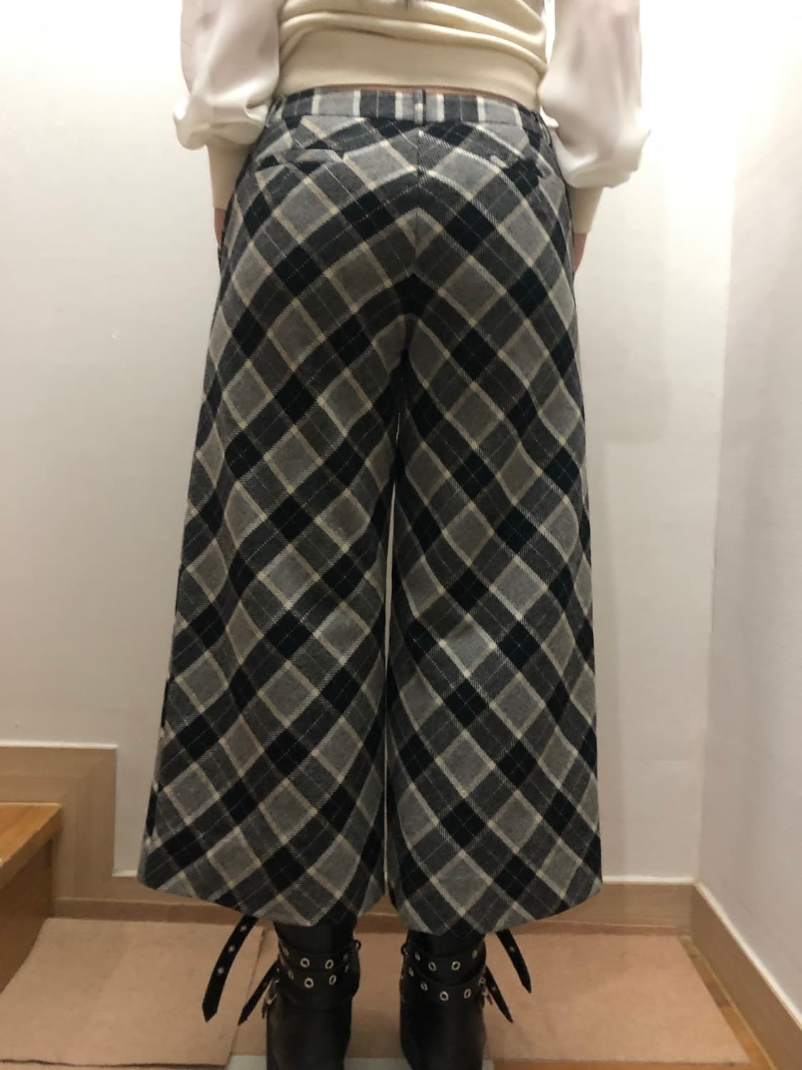 빈티지 그레이 체크 울 팬츠 상품이미지10