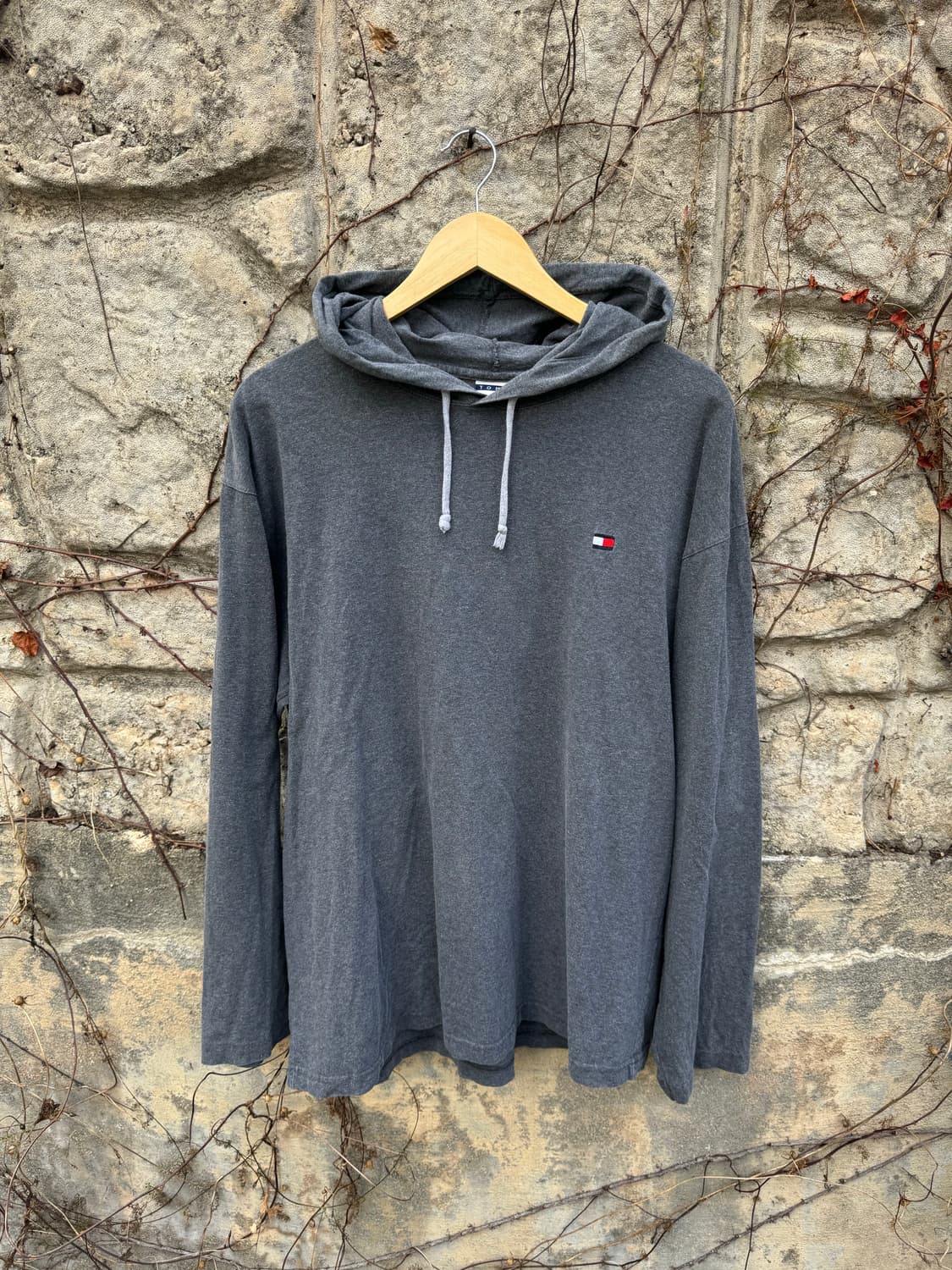 90s 타미힐피거 롱슬리브 후디 후드티 그레이 xl 상품이미지1