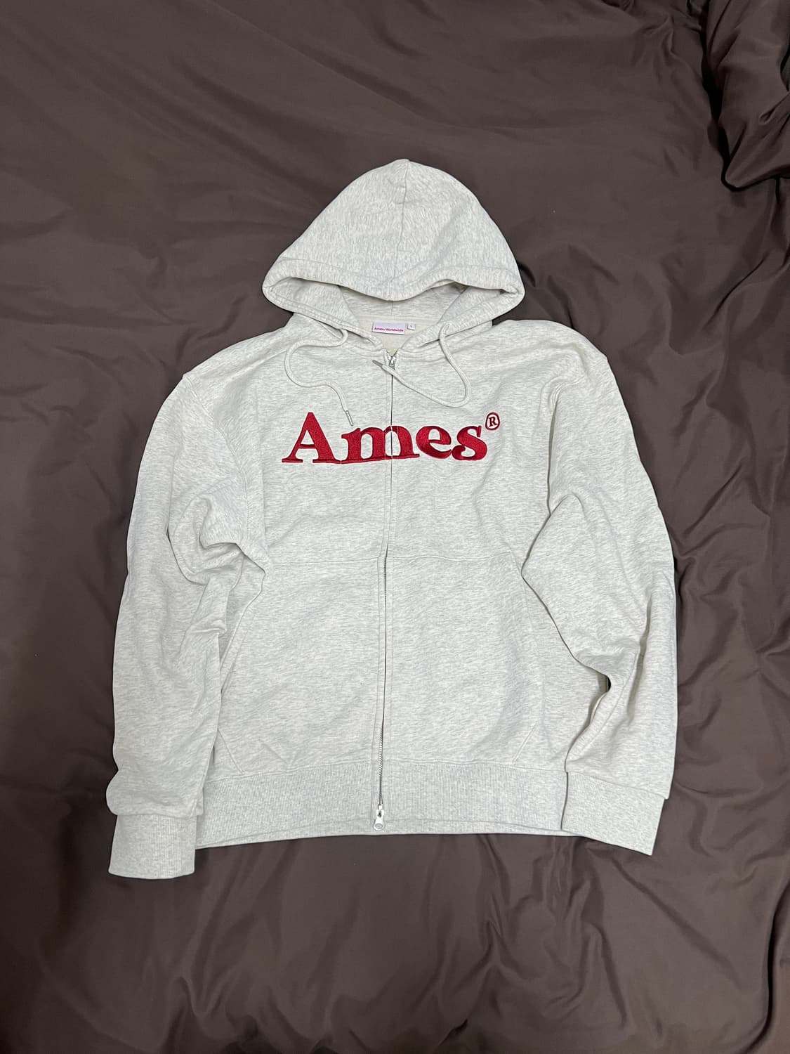 Ames BASIC LOGO HOODIE ZIP UP OATMEAL 상품이미지3