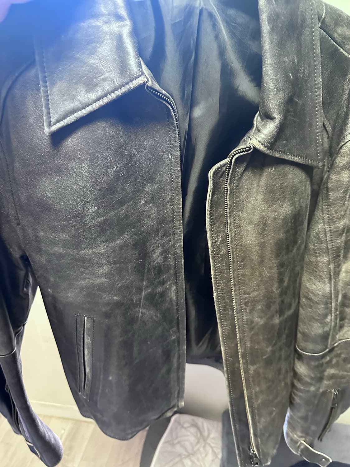 [L] 쿠어 네추럴 필링 풀업 가죽자켓 상품이미지3