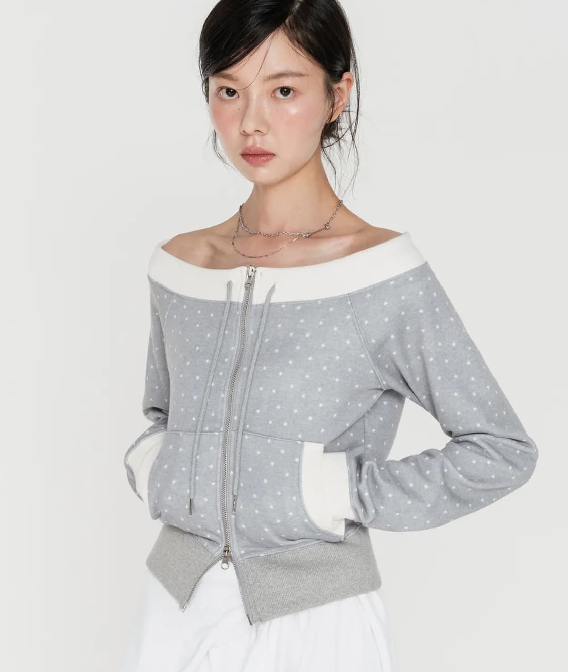 하이스쿨디스코 스타 그래픽 오프숄더 집업 상품이미지2