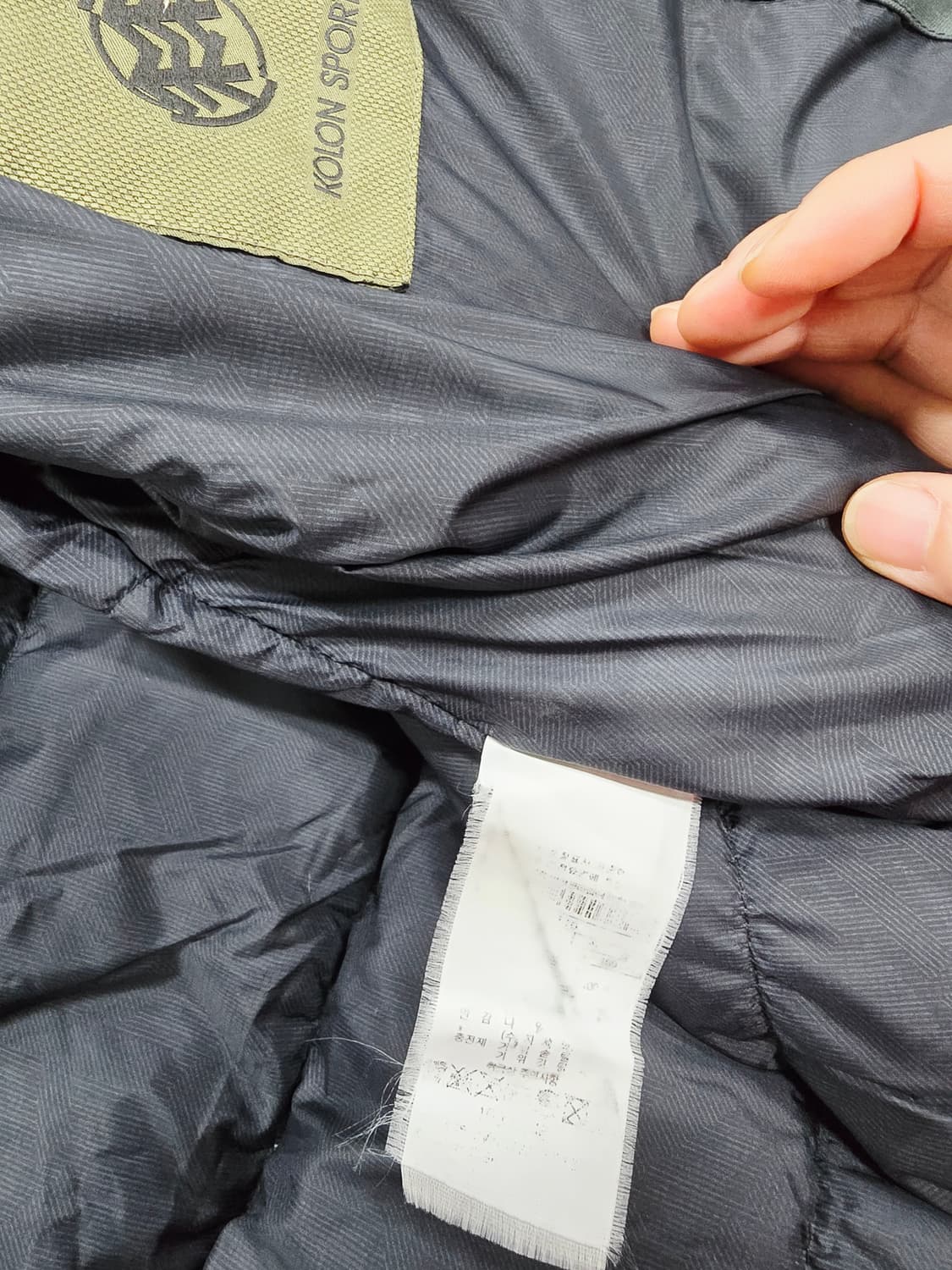 코오롱 후드 구스다운패딩점퍼 블랙/카키 상품이미지10