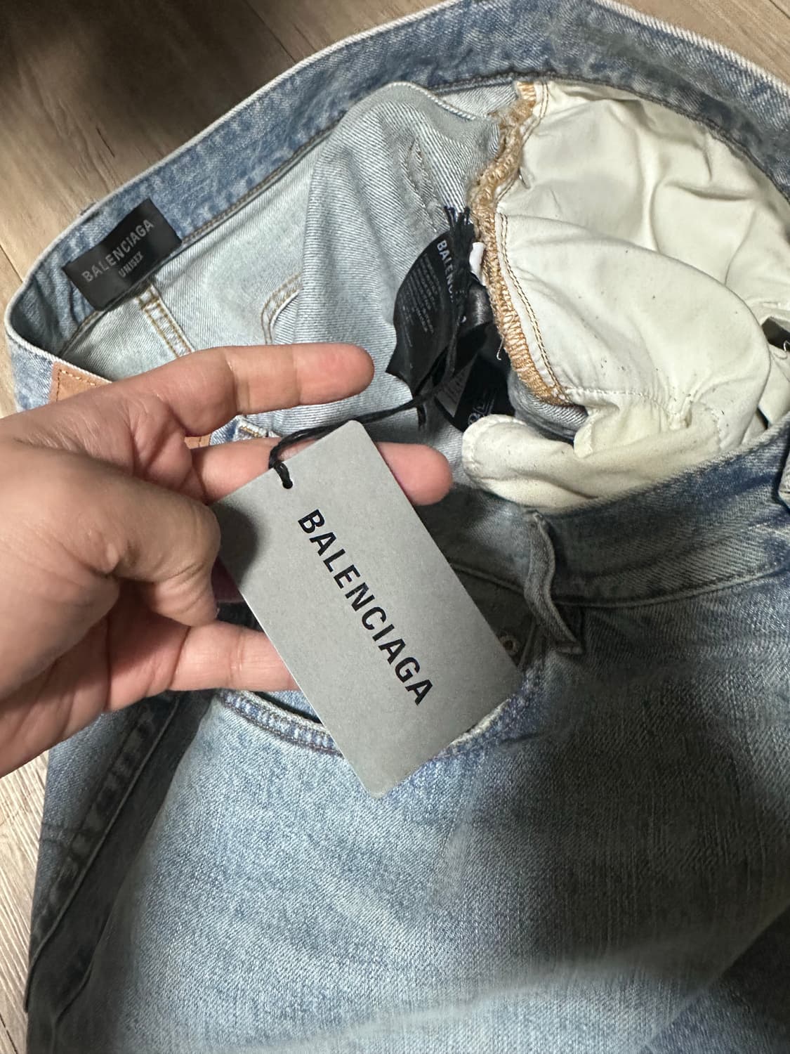 발렌시아가 배기 팬츠 라이트 워시드 블루 데님 M 상품이미지4