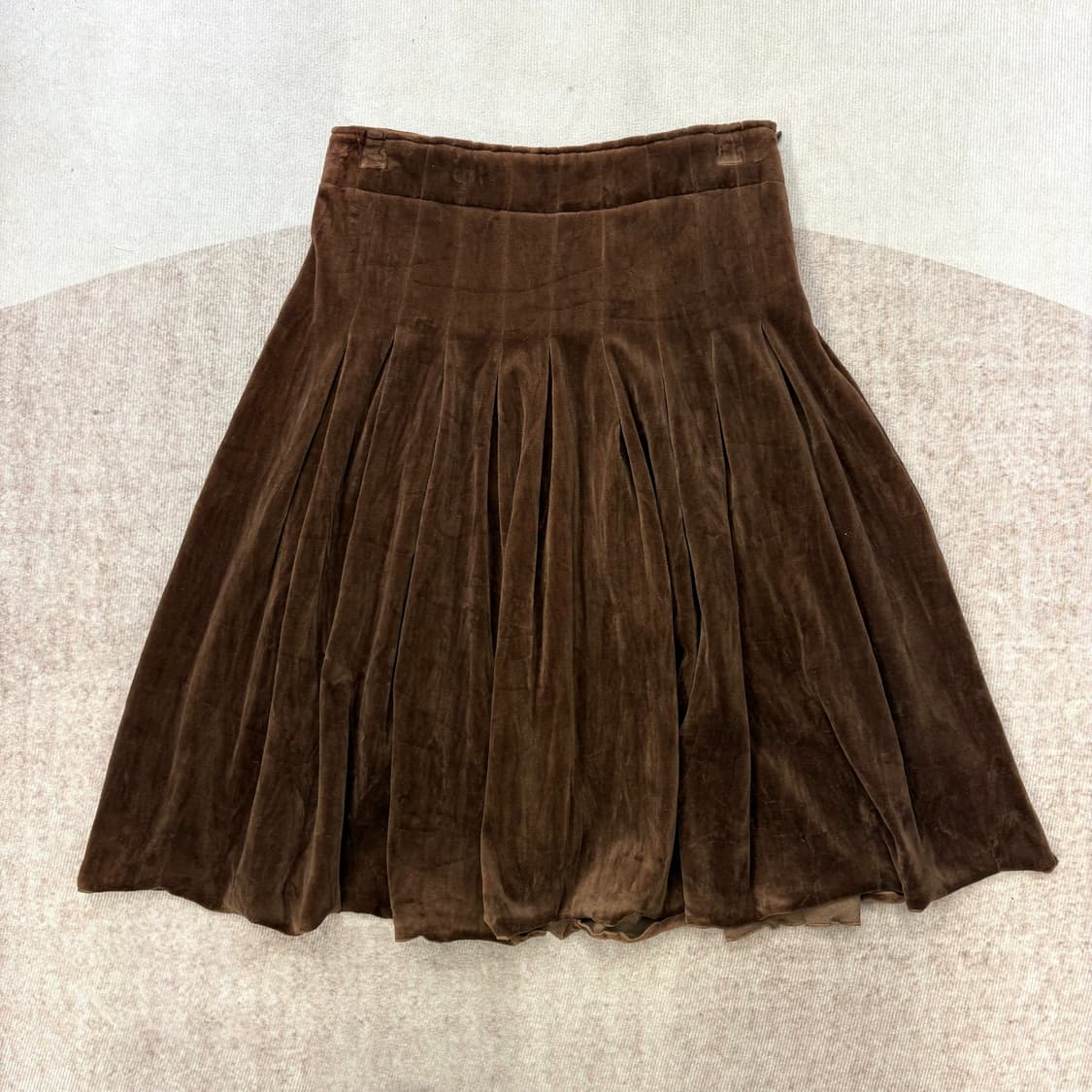 벨벳 플리츠 히피 키치 주름 미디 스커트 JPN 상품이미지1