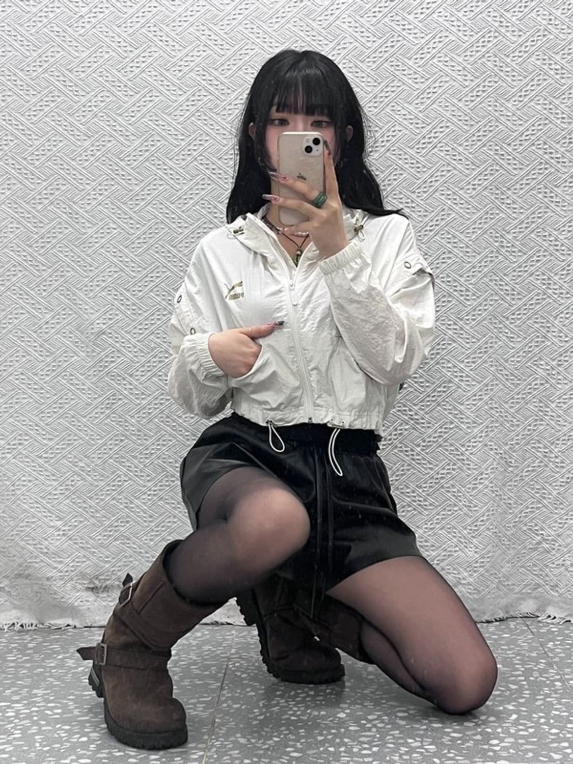 푸마 빈티지 스트릿 펑크 아일렛 크롭 바람막이 자켓 S C11612 상품이미지2