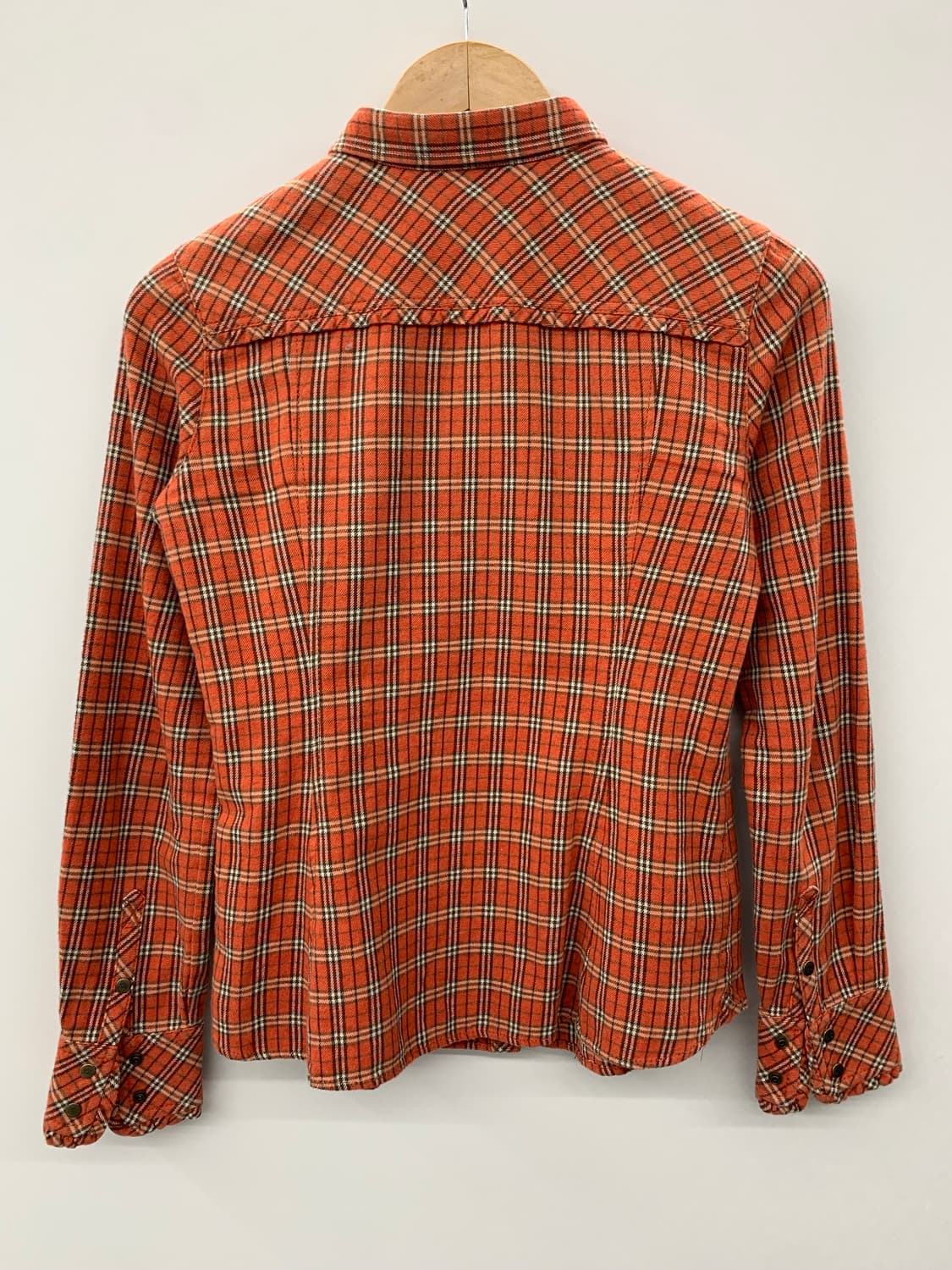 버버리 블루라벨 오렌지 프릴 체크셔츠 상품이미지5