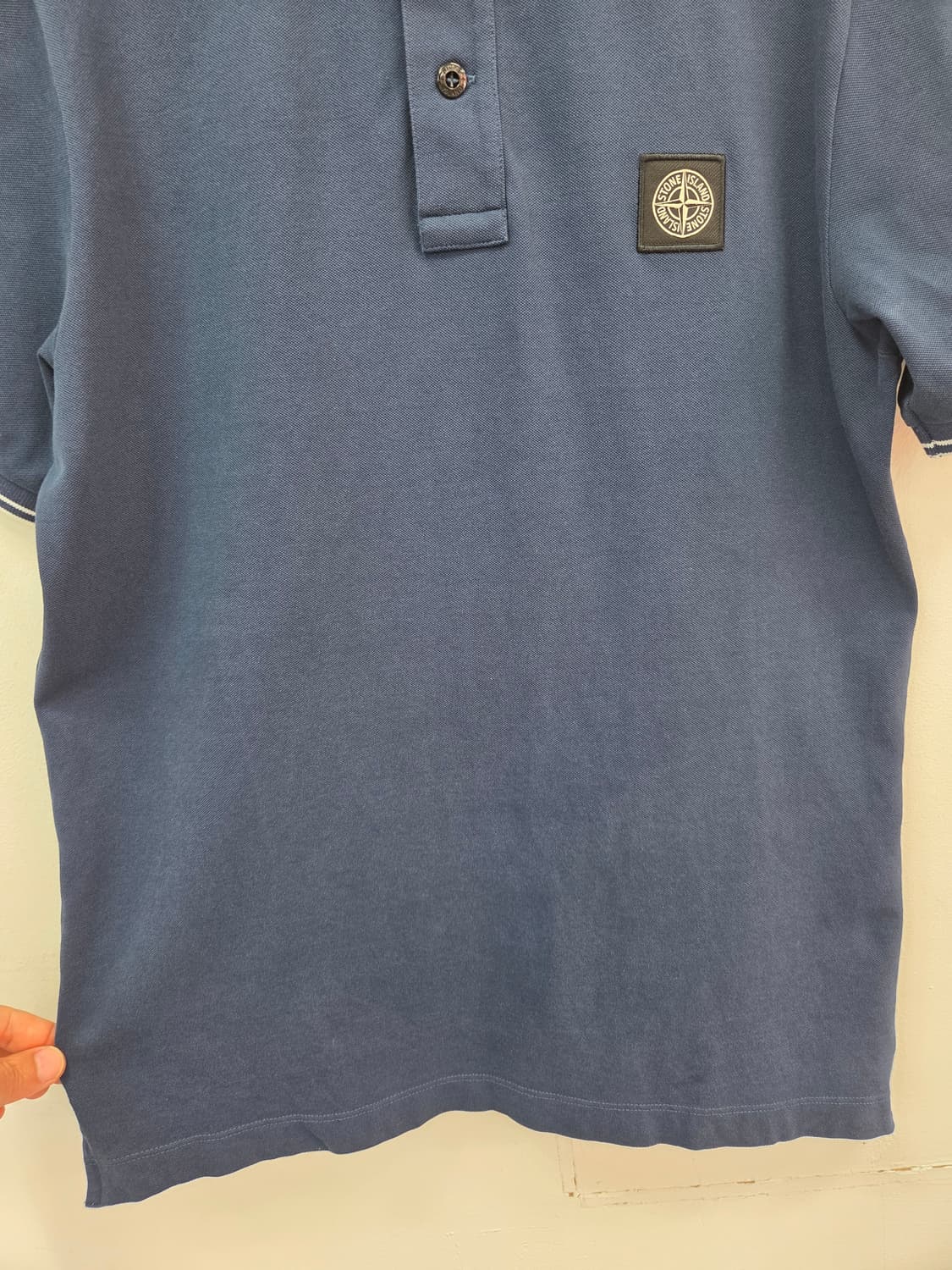 M QR정품 스톤아일랜드 네이비 카라 반팔 티셔츠 상품이미지7