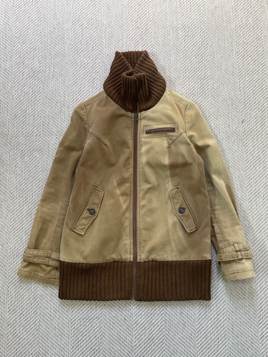 Alpha 빈티지 하이넥 디테일 하이브리드 집업 자켓 상품이미지1