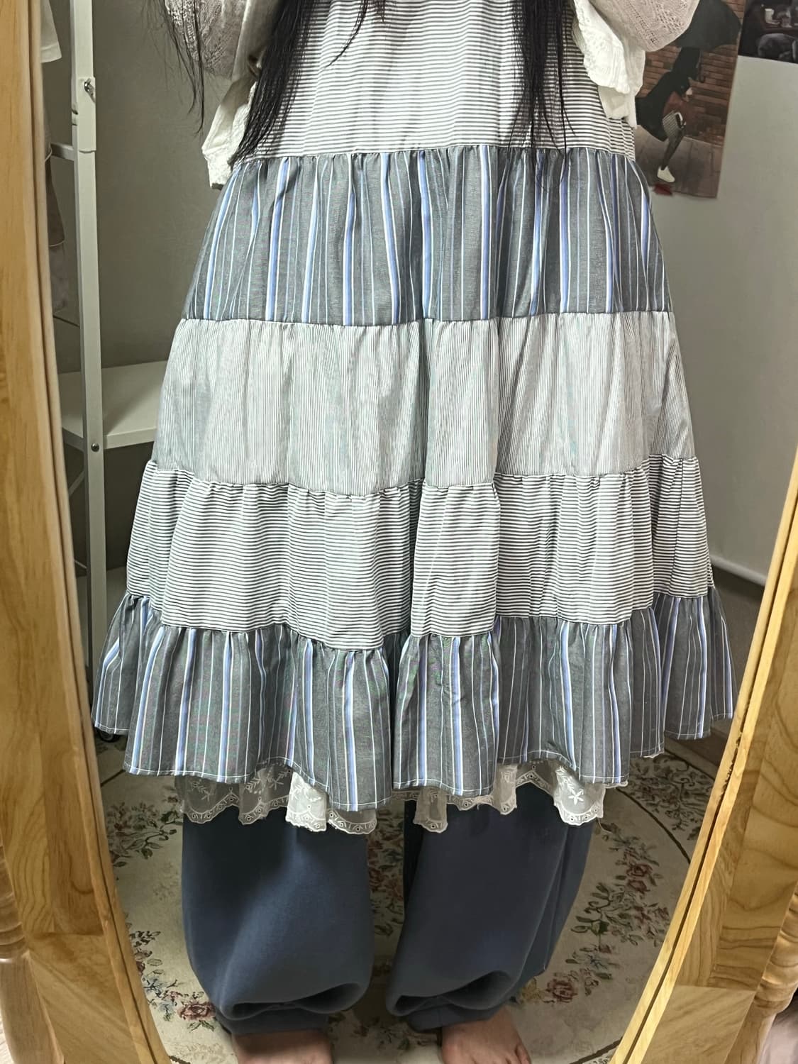 모리걸 스트라이프 패치워크 끈원피스 상품이미지2