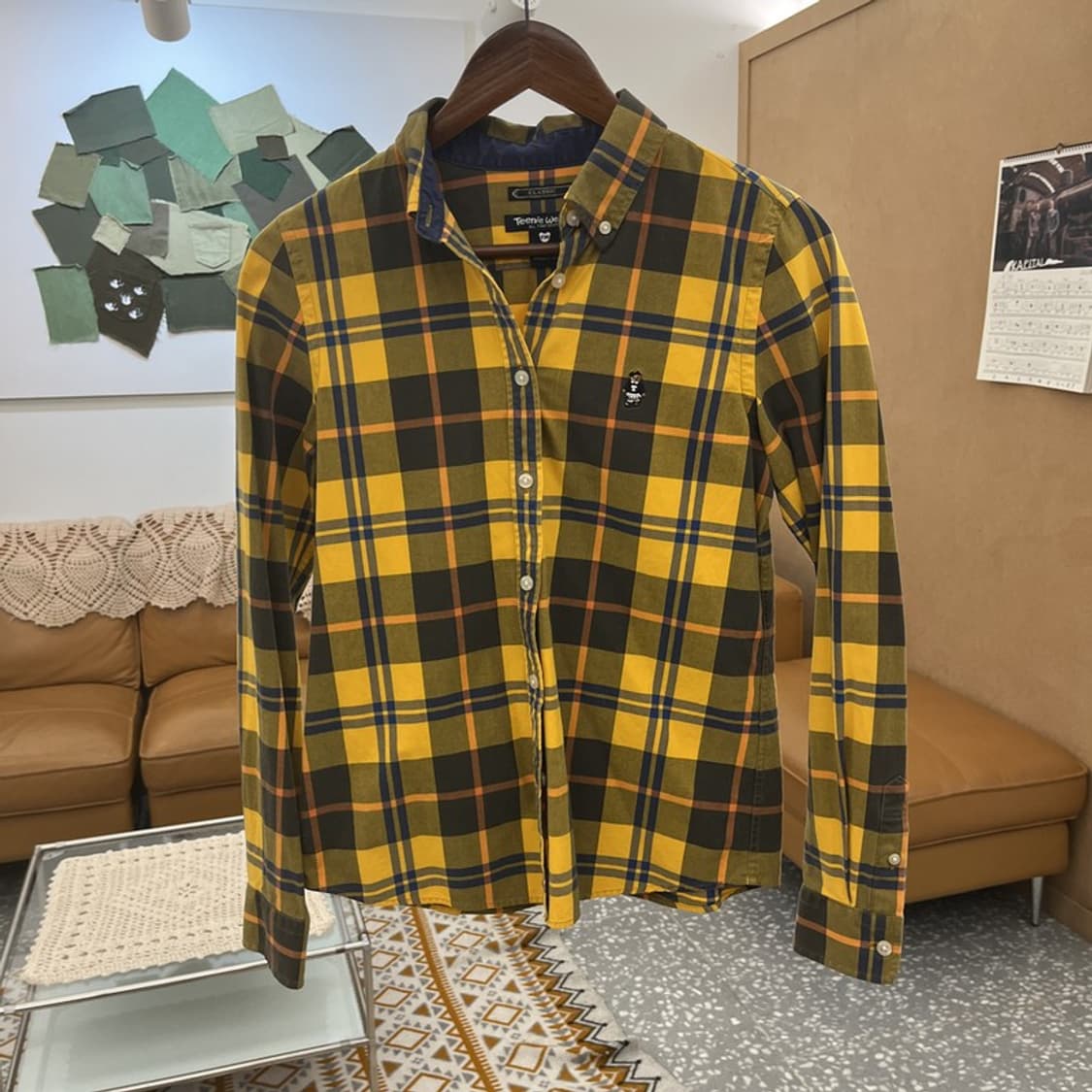 티니위니 컨트리 빈티지 슬림 머스타드 플란넬체크 셔츠 85 C10703 상품이미지3