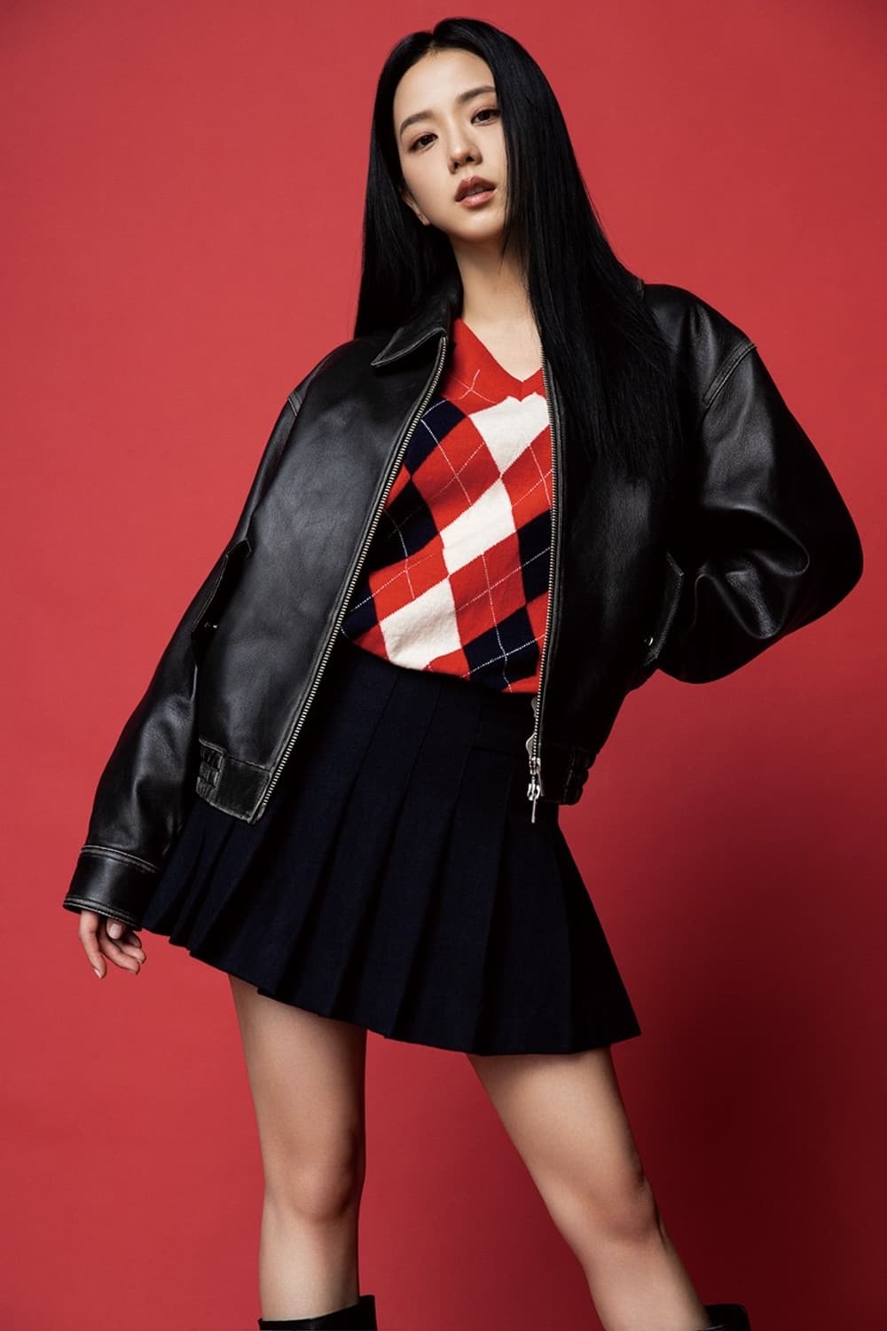 던스트 버클 플리츠 스커트 솔리드 네이비 상품이미지4