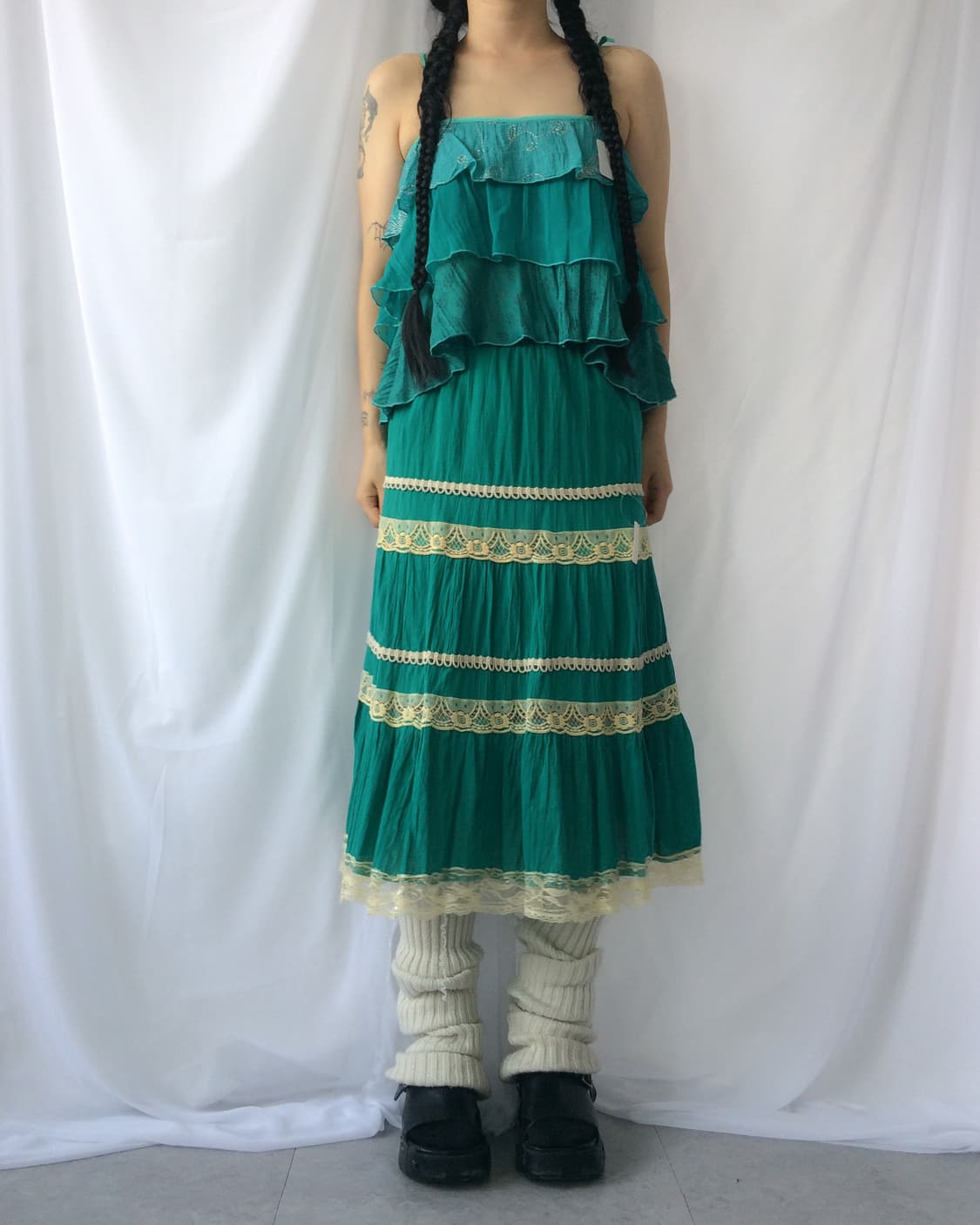 Lace trimming layer long skirt 상품이미지5