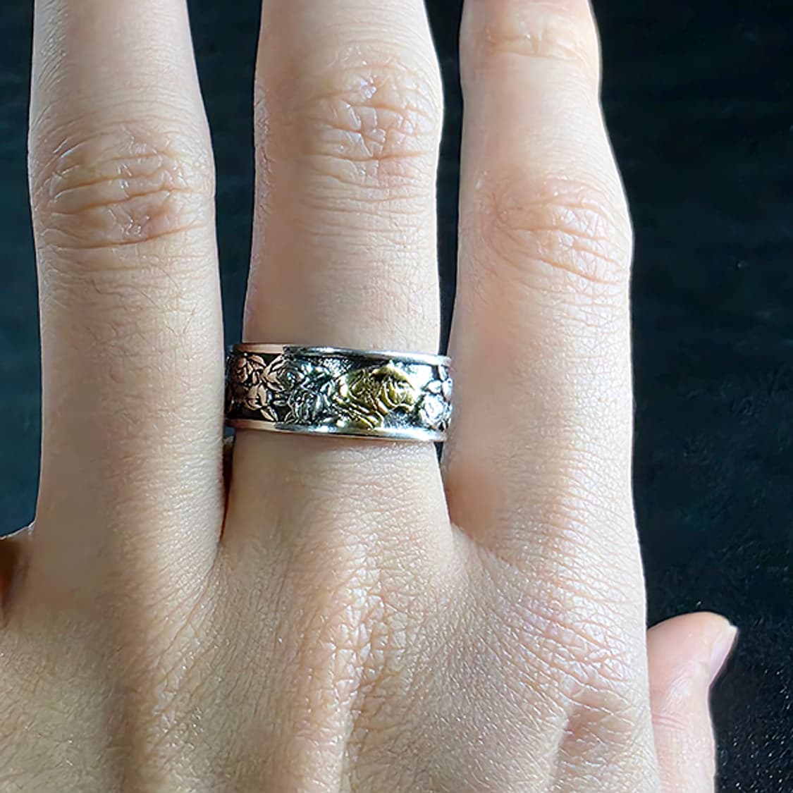 Hwaho 실버 남자 엔틱 빈티지 명품 꽃 호랑이 반지 상품이미지6
