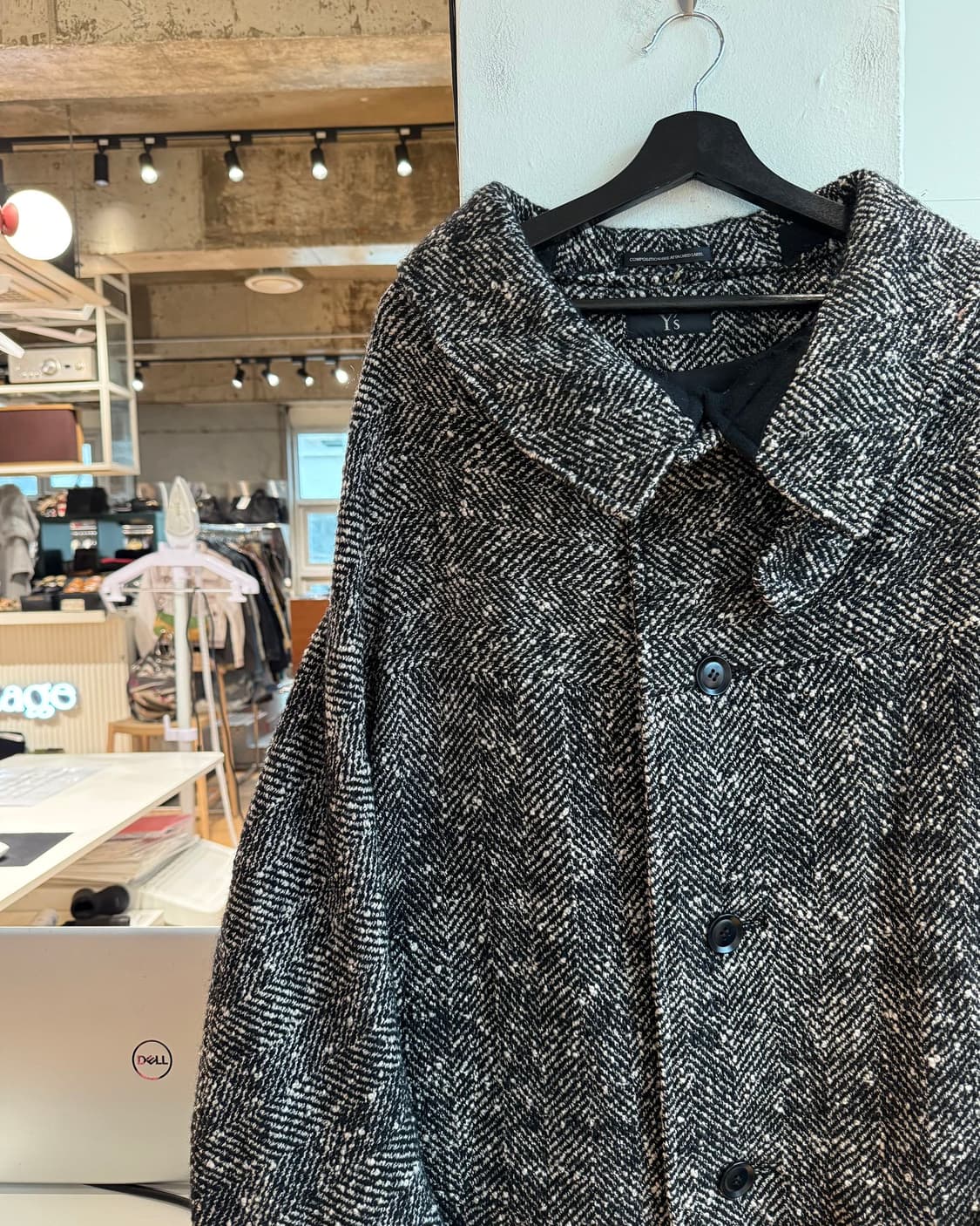 y’s 슬러브 얀 헤링본 미들 울 케이프 코트 상품이미지4