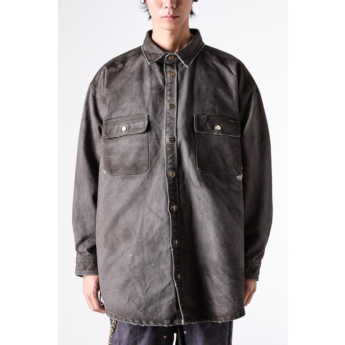 카미야 25SS 보로 덕 페인팅 셔츠 자켓 그레이 상품이미지6