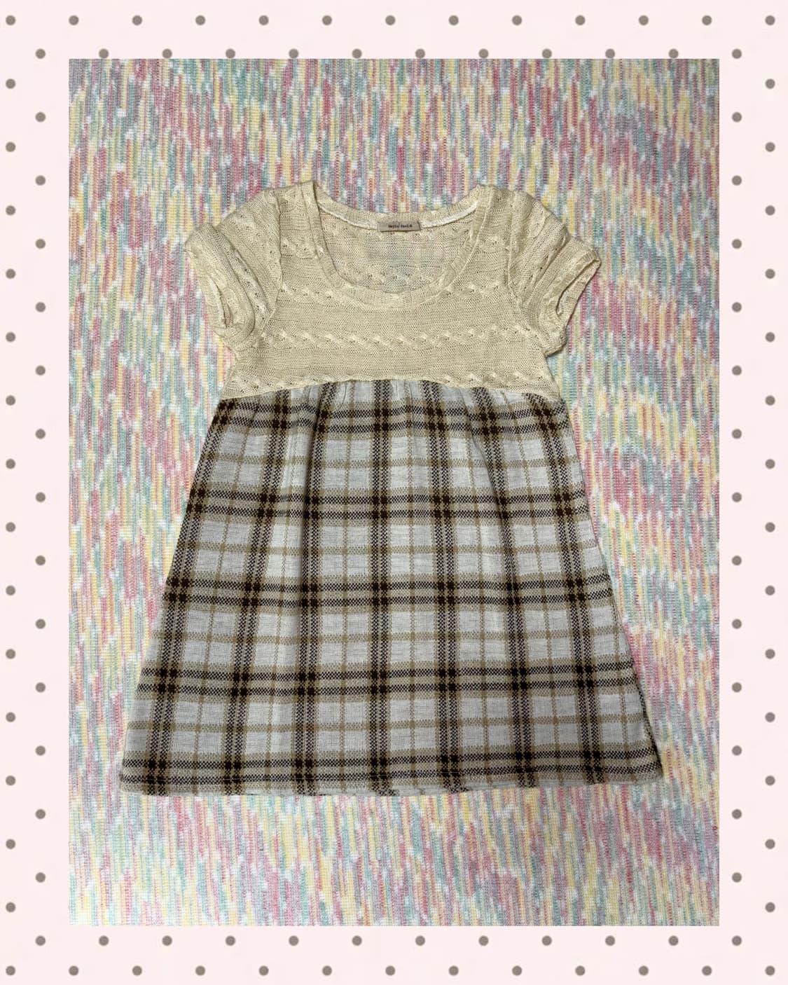 체크 반소매 미니 원피스 상품이미지1