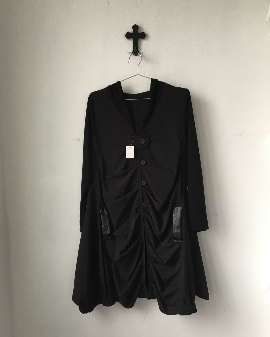 Shirring unbalanced hood coat 상품이미지2