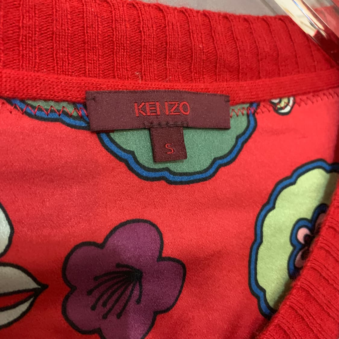 S KENZO 겐조 플라워 사시코 자수 캐시미어 혼방 니트 가디건 상품이미지4