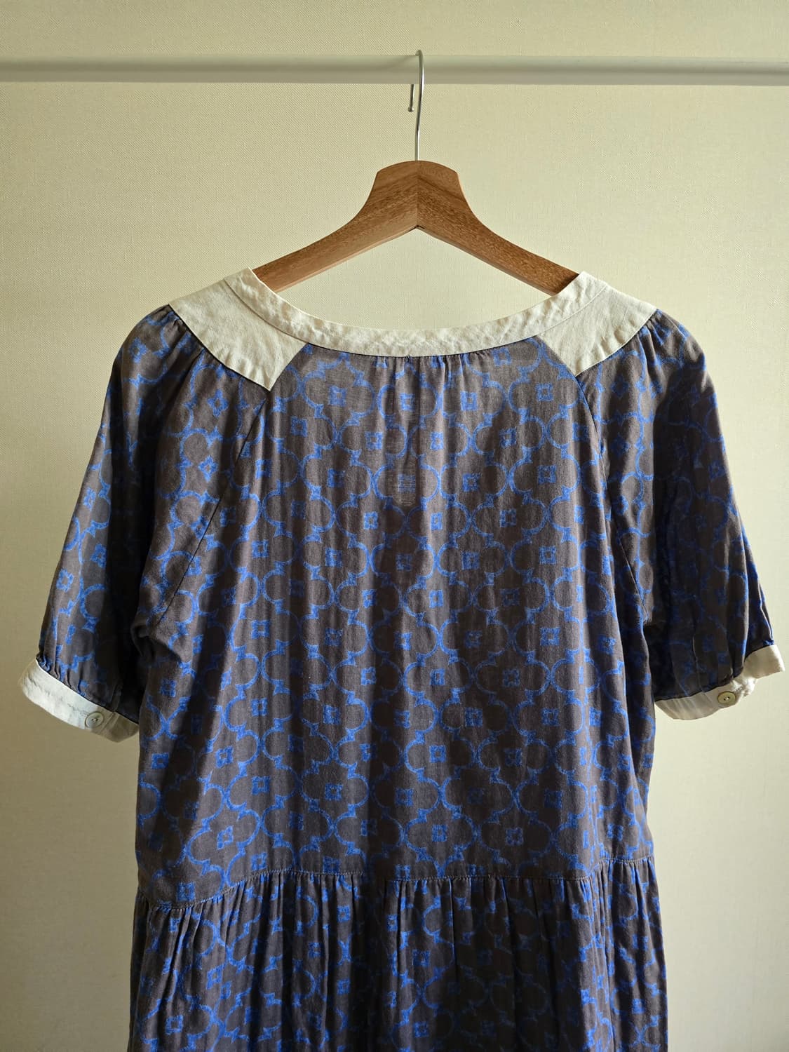 ​[Click pebble] 리넨 배색 거즈면 원피스 상품이미지6