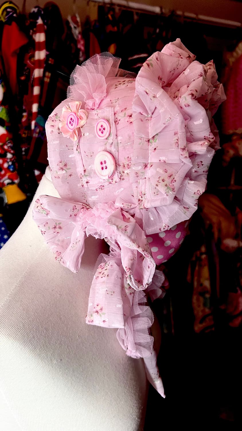 ･:*+. 핸드메이드 로리타 핑크 시스루 단추 헤드레이스 헤도레 상품이미지1