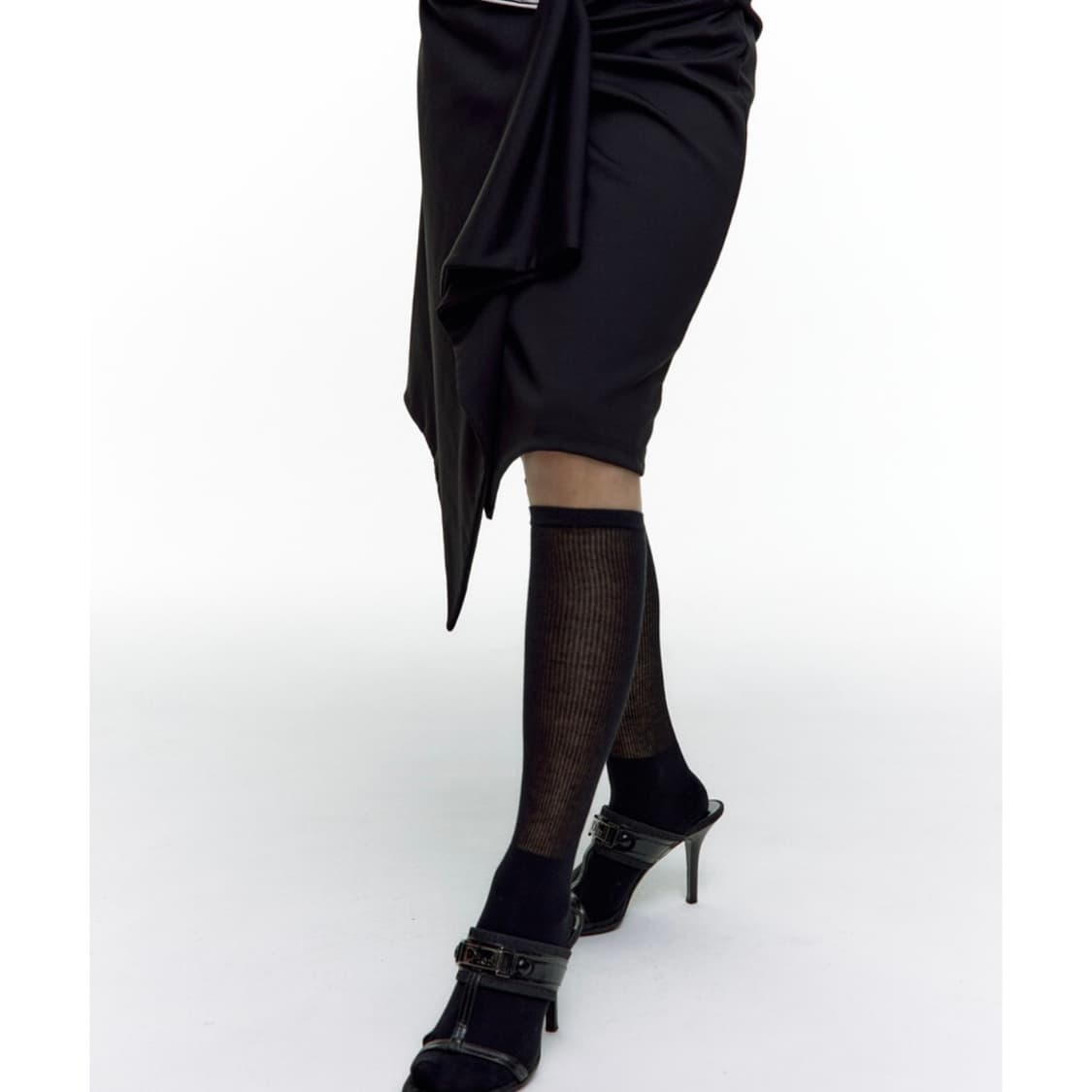 Kashiko Embroied Patch Draped Wrap Skirt 상품이미지4