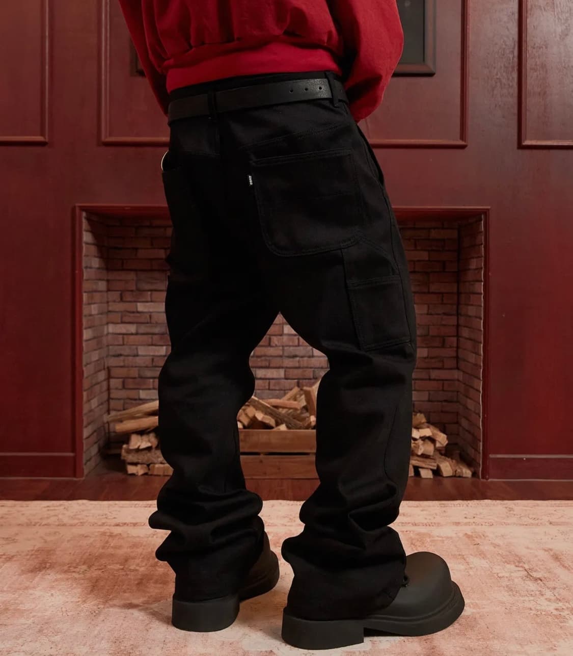 [4] 아르반 루터스 새깅 플레어 팬츠_솔리드 블랙 상품이미지1