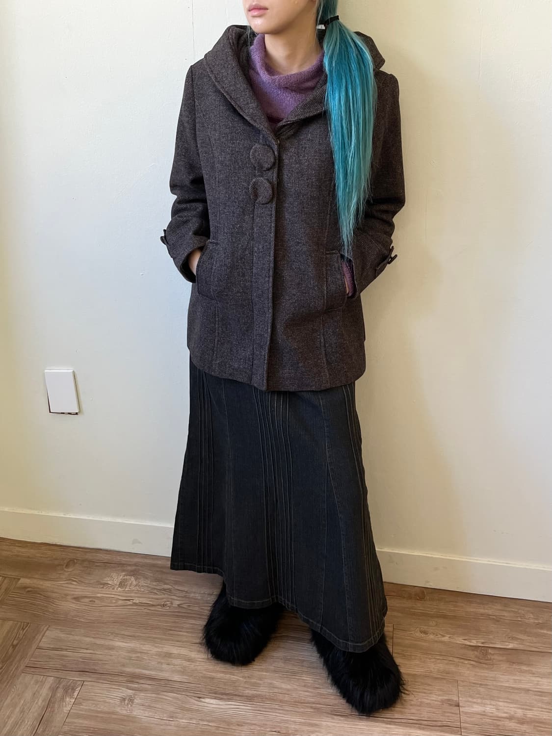 T’s collection 도트 후드 코트 상품이미지7