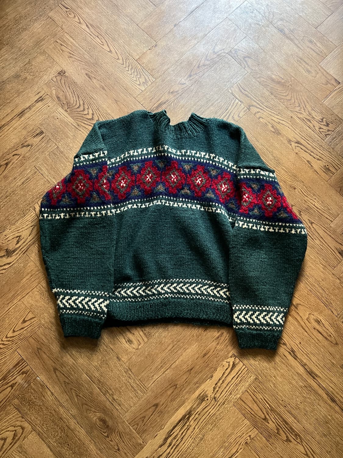 [L]90's 빈티지 패턴 그린 울 스웨터 상품이미지6