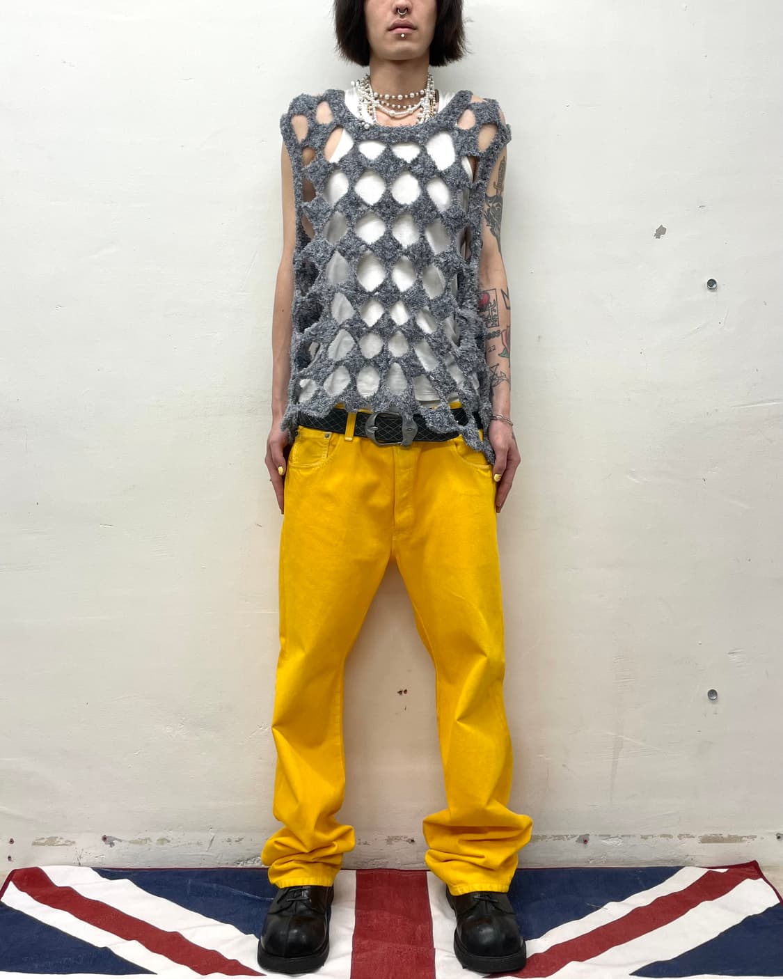 Grey Punching Diamond Fur Vest 상품이미지5