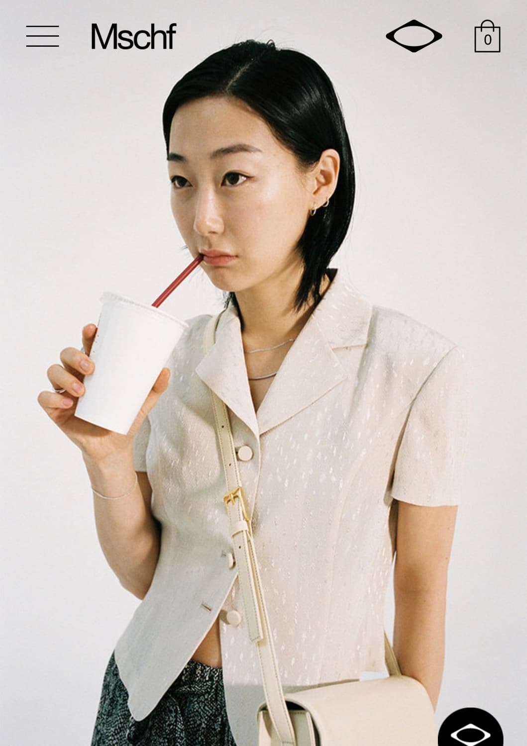 MSCHF 반팔 자켓 블라우스 브라운 상품이미지3