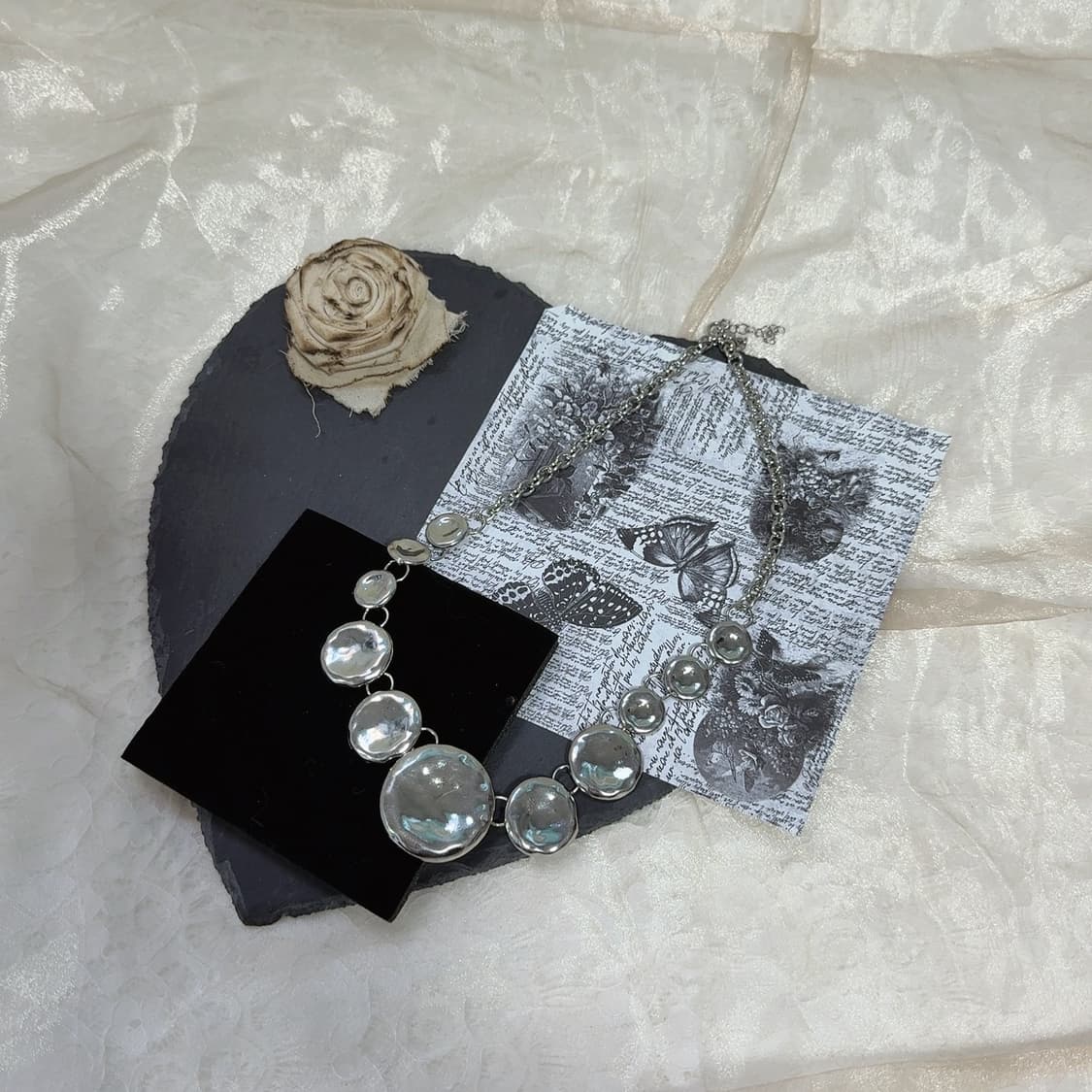 빈티지 해머링 미러 메탈 목걸이 상품이미지2