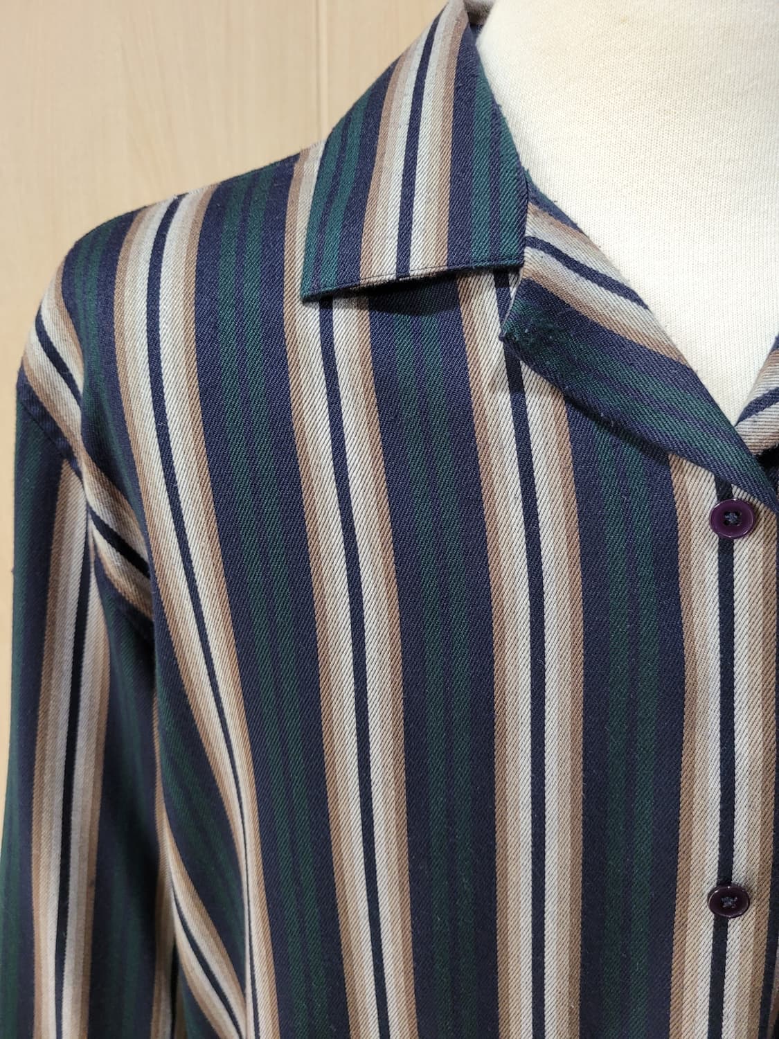 TMRW 남자 오픈카라 스트라이프 셔츠 110 그린 상품이미지3