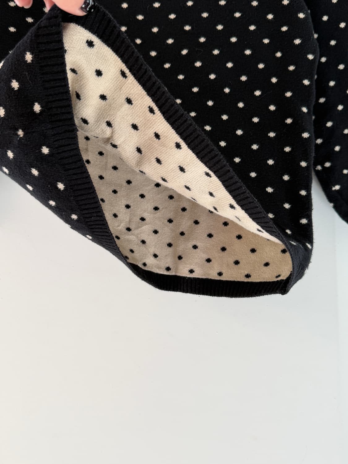 일본빈티지 도트 보트넥 니트 상품이미지7