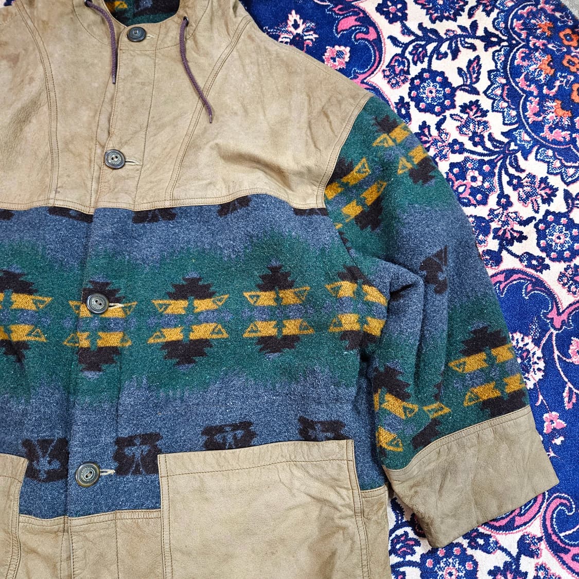 미스티하버(Mysti Harbor) 빈티지 가죽 노르딕 블럭 점퍼  상품이미지3