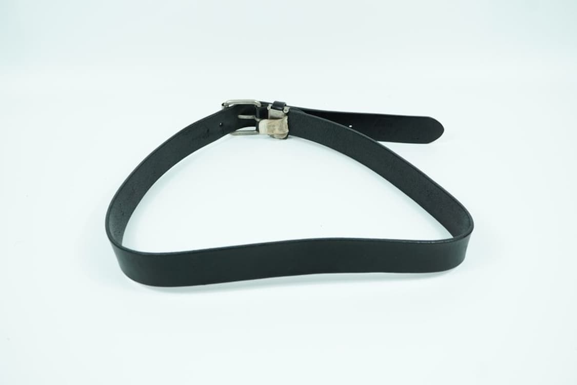 빈티지 미니멀 실버 스퀘어 버클 블랙 레더 벨트 상품이미지2