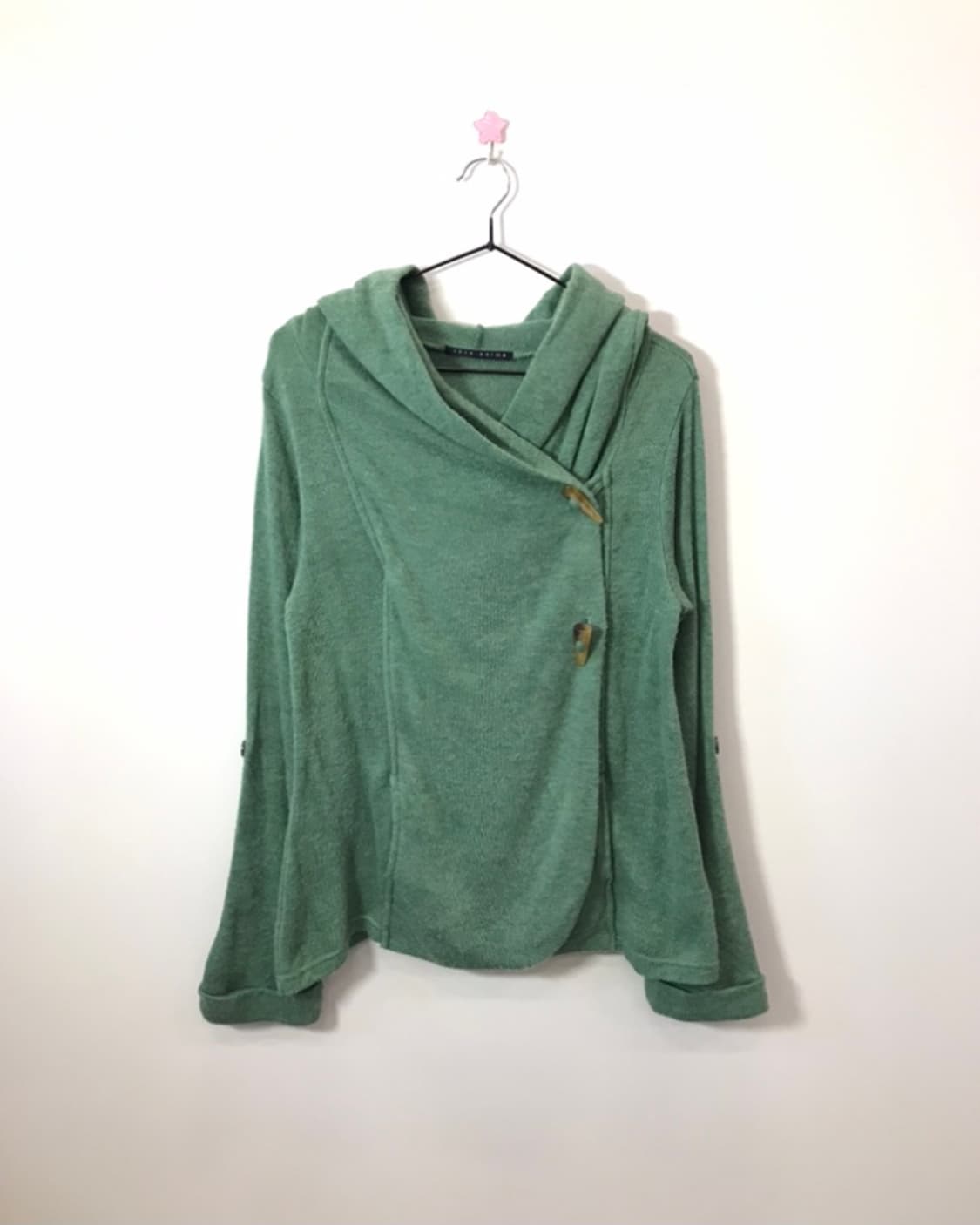 Green Asymmetric Toggle Hooded Cardigan 상품이미지1