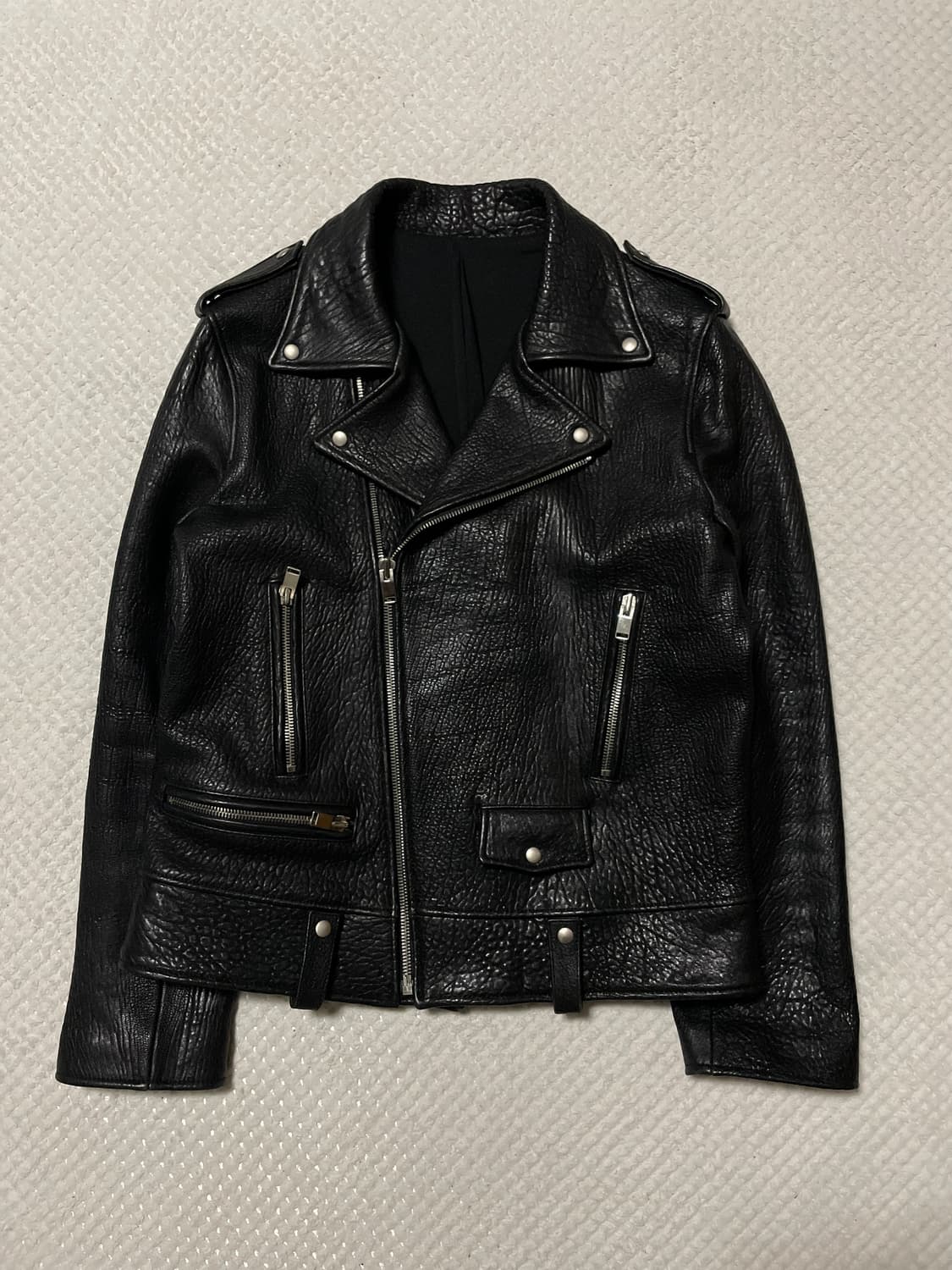 광희시장 웨스턴 무드 카우하이드 소가죽 풀 그레인 레더 자켓 상품이미지1