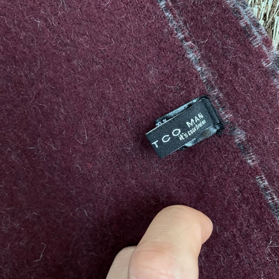 에스티코 STCO MAN 버건디 그레이 체크 리버서블 머플러 목도리 상품이미지2