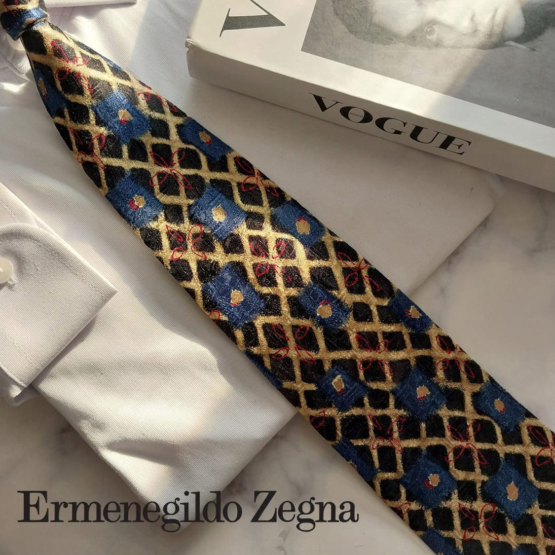 에르메네질도 제냐 실크 아트 패턴 넥타이 9.5cm A+등급 K1506
 상품이미지1