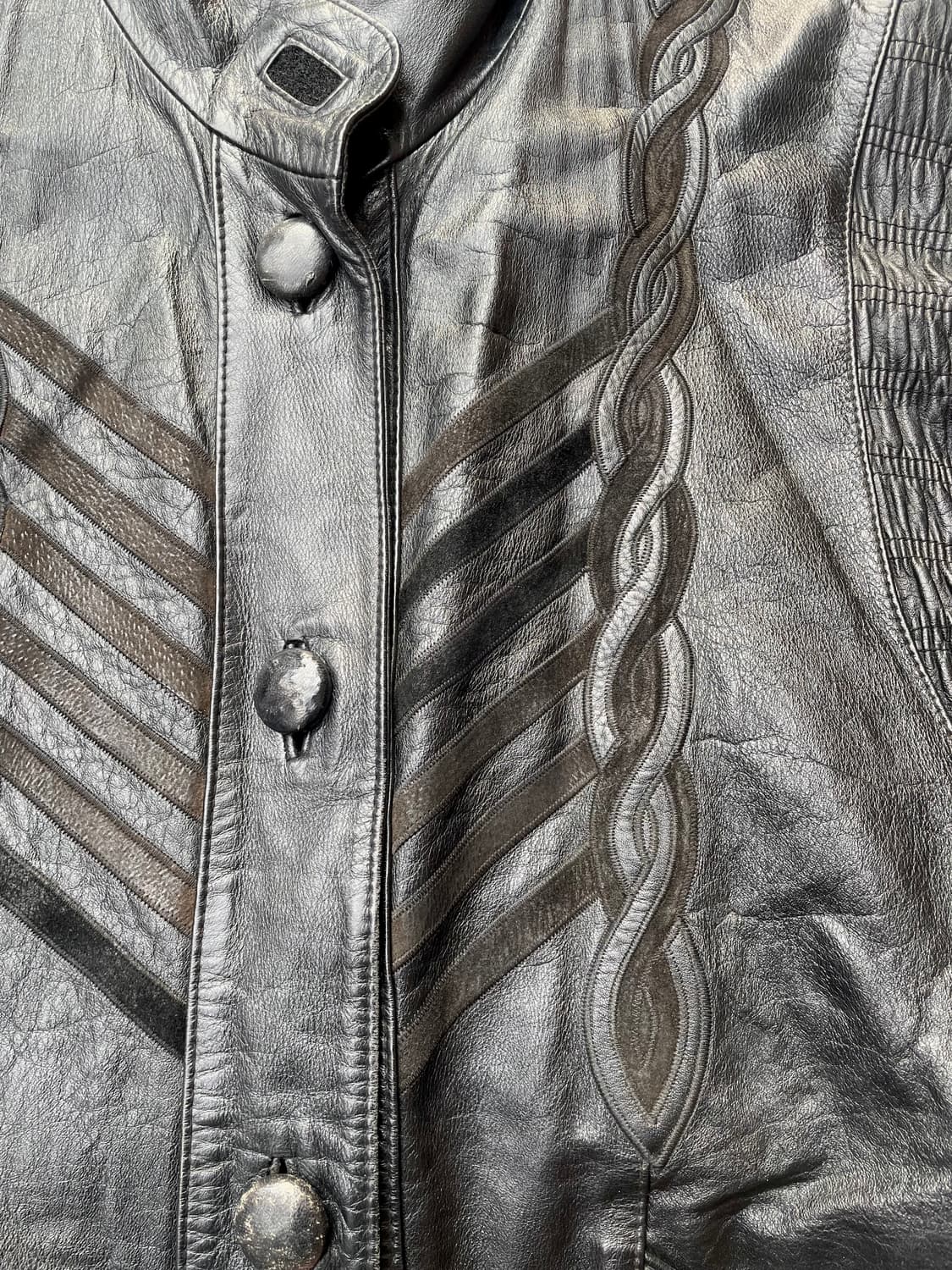 Won Dong Hee 보헤미안 웨스턴 블랙레더 카코트 상품이미지5