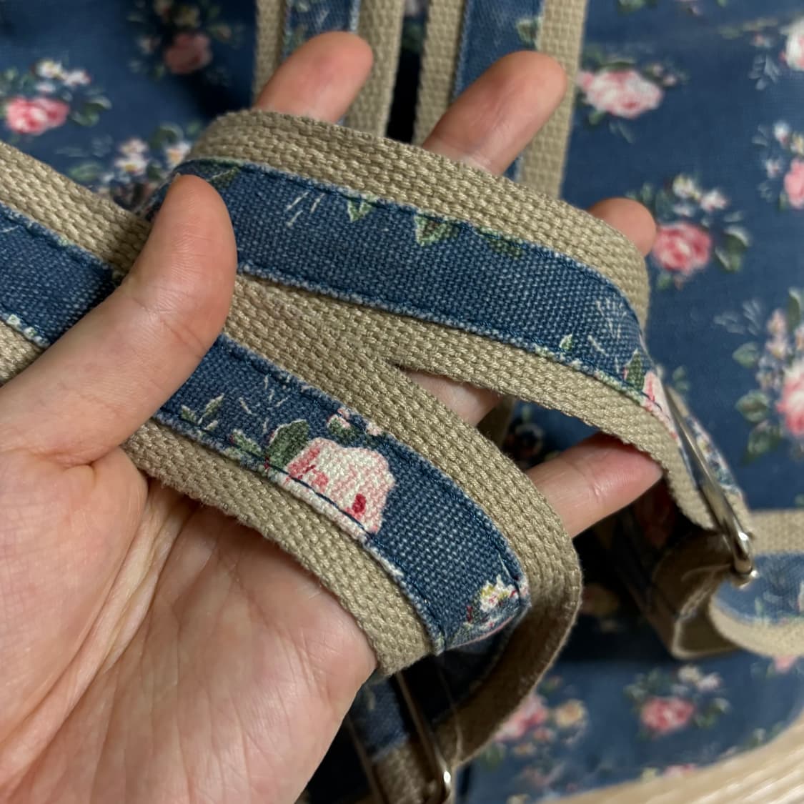 잔꽃무늬 백팩 모리걸 하구미 백팩 배낭 일본 빈티지 퀼트 가방 핸드메이드 상품이미지3